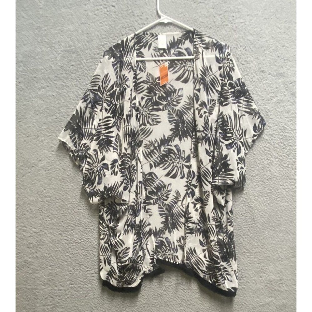 West Loop Sheer  Open Kimono Cardigan Top Womens One Size Boho Black Floral